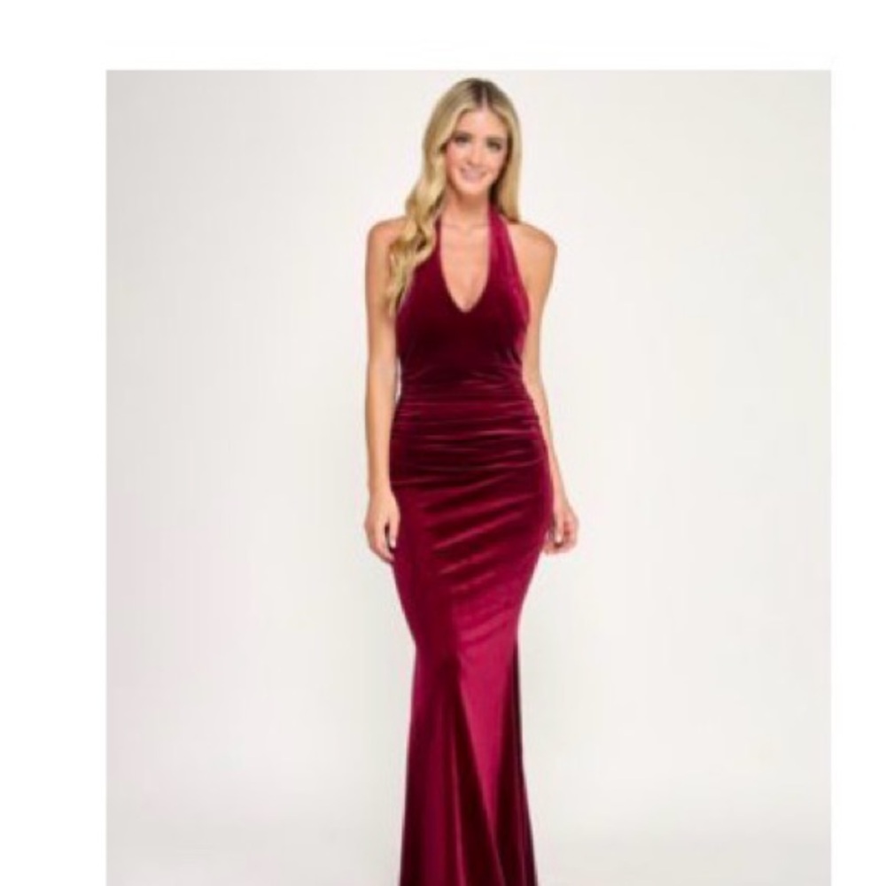 Elegant Burgundy Halter Dress
